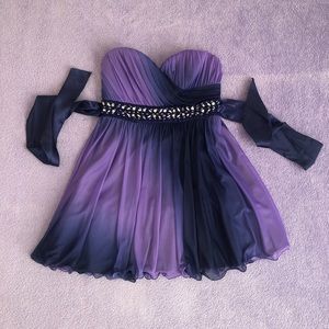 Strapless sweetheart neckline purple dress💜